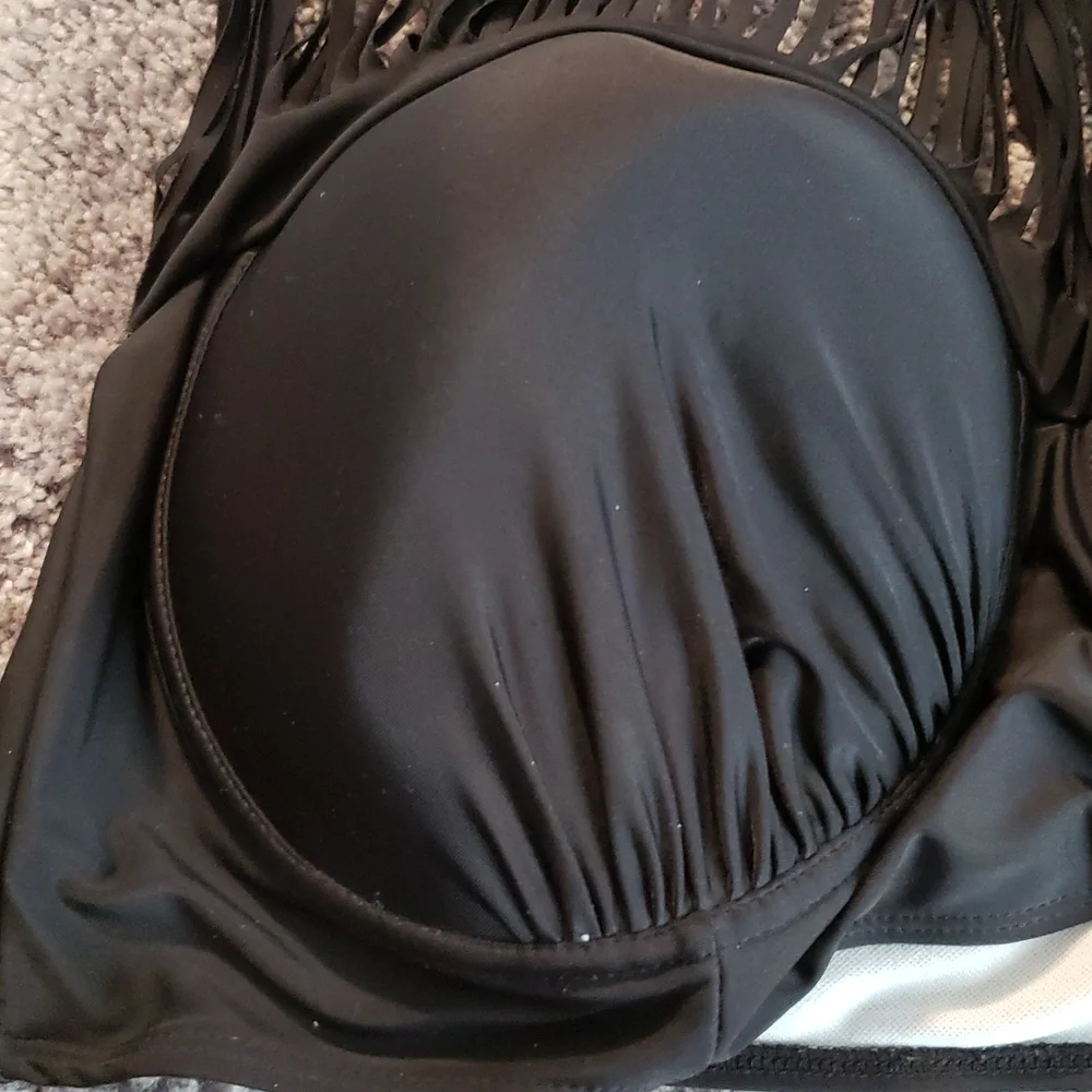 Fringe Bikini Halter Top Black XXXL - Picture 6 of 9